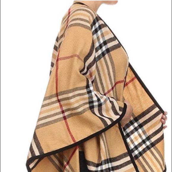 ❤️ Winter Open Front Wraps Cozy  plaid Poncho❤️ - Picture 4 of 4